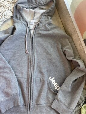 Jeep Gray Zip-Up Hoodie with White Logo